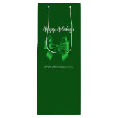 Prettig Vakantie Elegante Groen Wijn Cadeautas (Voorkant)