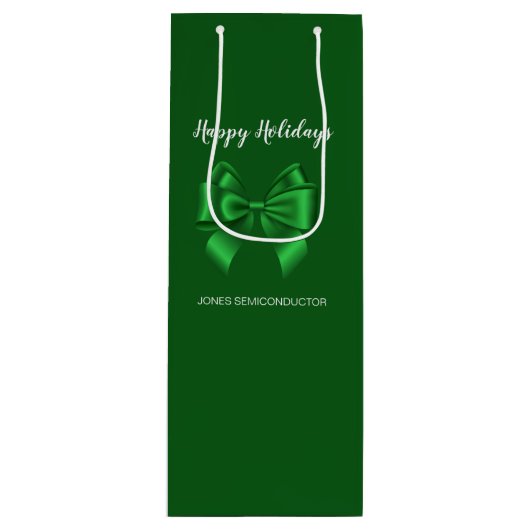 Prettig Vakantie Elegante Groen Wijn Cadeautas (Voorkant)