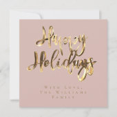 Prettig Vakantie Elegante Roze Goud Kerst Feestdagenkaart (Voorkant)