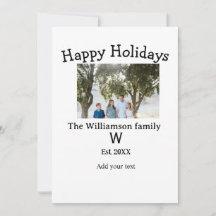 Prettig vakantie familie foto reünie naam letter y kaart