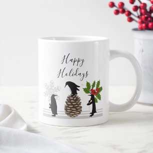 Prettig Vakantie Feestelijke Grappige Kerst Pinguï Grote Koffiekop