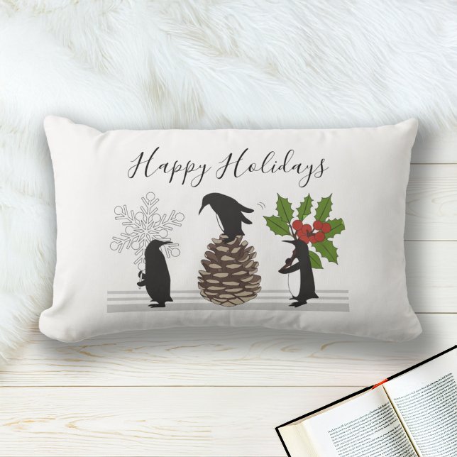 Prettig Vakantie Feestelijke Grappige Kerst Pinguï Kussen (Creator heeft geüpload)