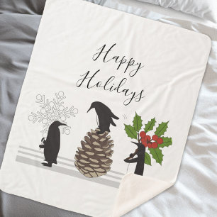 Prettig Vakantie Feestelijke Grappige Kerst Pinguï Sherpa Deken