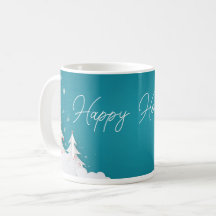 Prettig Vakantie – Festieve Winter Aqua Blauwe Mok