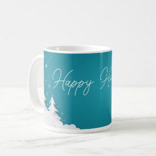 Prettig Vakantie – Festieve Winter Aqua Blauwe Mok