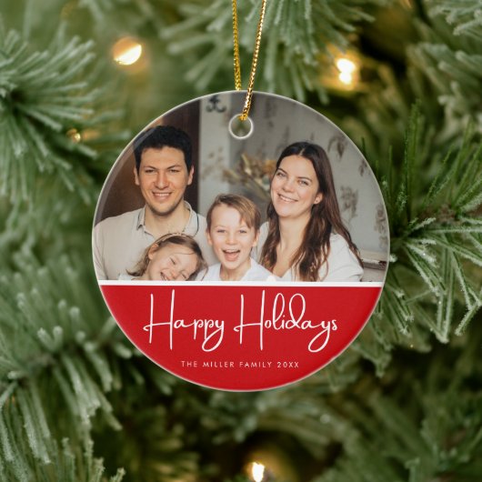 Prettig vakantie foto keramisch ornament (Boom)