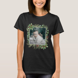 Prettig Vakantie Foto Krans Groen T-shirt