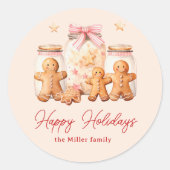 Prettig Vakantie Gebruinde Kabouter Ronde Sticker (Voorkant)