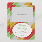 Prettig Vakantie Gestreepte Foto Feestdagenkaart (Voorkant / Achterkant)