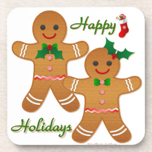 Prettig vakantie Gingerbread Man Jongen Meisje Bier Onderzetter