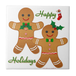 Prettig vakantie Gingerbread Man Jongen Meisje Tegeltje