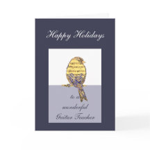 Prettig Vakantie Gitaarleraar Muzieknoot Vogel