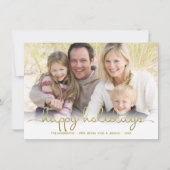 Prettig Vakantie Gold Script Lettering Foto Kaart (Voorkant)