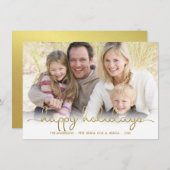Prettig Vakantie Gold Script Lettering Foto Kaart (Voorkant / Achterkant)
