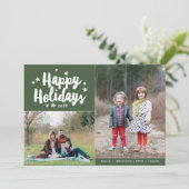 Prettig Vakantie Hand Lettered 2 Foto Vakantie Feestdagenkaart (Staand voorkant)