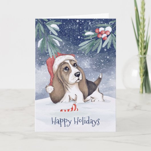 Prettig Vakantie Hond Kerst Feestdagen Kaart (Voorkant)