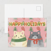 Prettig Vakantie Katten Ansichtkaart Briefkaart (Voorkant / Achterkant)