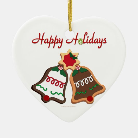 Prettig Vakantie Kerst Koek Bellen Keramisch Ornament (Voorkant)