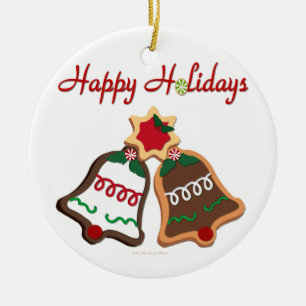 Prettig Vakantie Kerst Koek Bellen Keramisch Ornament