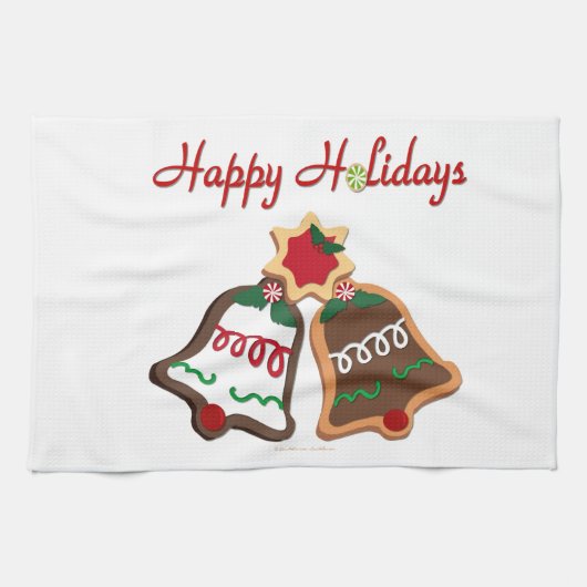 Prettig Vakantie Kerst Koek Bellen Theedoek (Horizontaal)