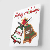 Prettig Vakantie Kerst Koek Bellen Vierkante Klok (Hoek)