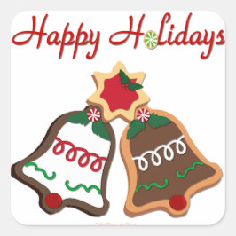 Prettig Vakantie Kerst Koek Bellen Vierkante Sticker