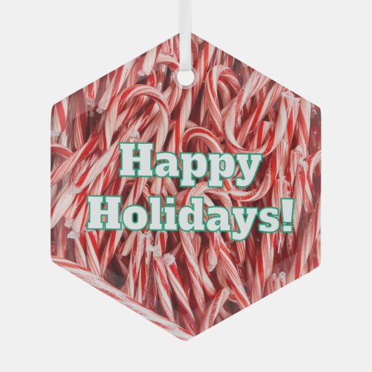 Prettig vakantie Kerststok stijl Glas Ornament (Voorkant)