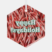 Prettig vakantie Kerststok stijl Glas Ornament (Achterkant)