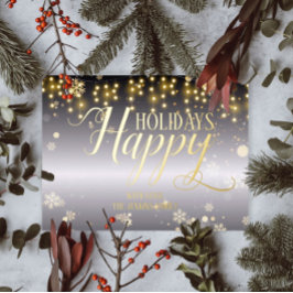 Prettig Vakantie Kerstverlichting En Sneeuwvlokken Folie Feestdagen Briefkaart