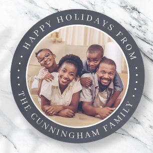 Prettig Vakantie Modern Eenvoudig Chic Familie Fot Ronde Sticker
