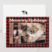 Prettig vakantie modern geruit grappige huisdier k feestdagenkaart (Voorkant / Achterkant)