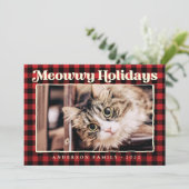 Prettig vakantie modern geruit grappige huisdier k feestdagenkaart (Staand voorkant)