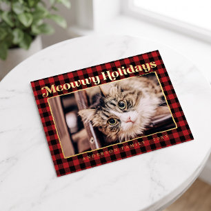 Prettig Vakantie Modern Plaid Grappige Huisdier Ka Folie Feestdagen Briefkaart