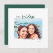 Prettig Vakantie Modern Script Minimalistische Fot Feestdagenkaart (Voorkant / Achterkant)