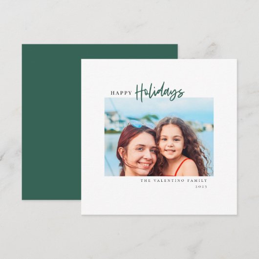 Prettig Vakantie Modern Script Minimalistische Fot Feestdagenkaart (Voorkant / Achterkant)