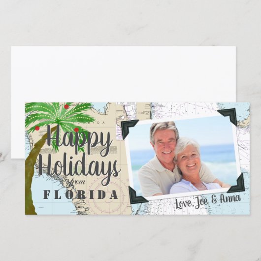 Prettig Vakantie Nautilus Tropisch Florida Vakanti Feestdagenkaart (Voorkant / Achterkant)