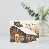 Prettig vakantie Oude Schoolhuis ansichtkaart Feestdagenkaart (Staand voorkant)