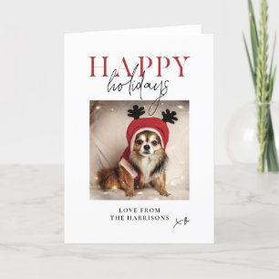 Prettig Vakantie Persoonlijke Hond Foto Familie Feestdagen Kaart