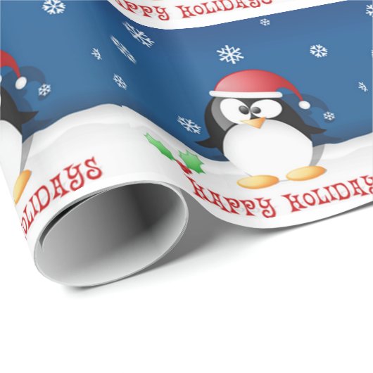 Prettig Vakantie Pinguïn Cadeaupapier (Rol Hoek)