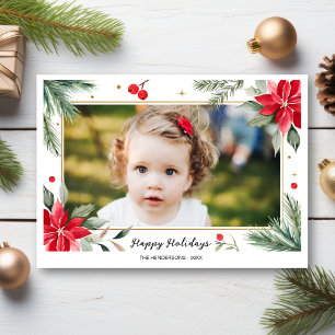 Prettig Vakantie Red Green Botanicals Fotocollage Feestdagenkaart