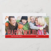 Prettig vakantie Red Simplicity Familie Foto Feestdagenkaart (Voorkant)