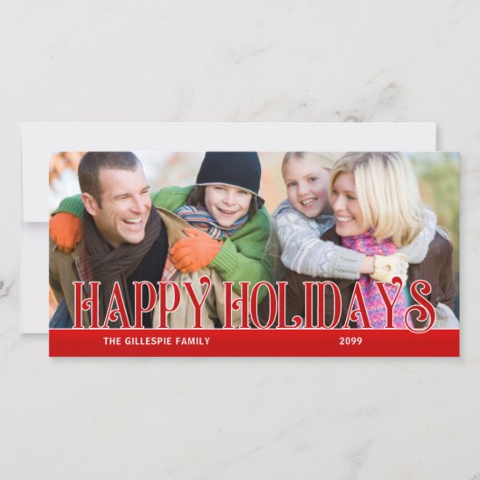 Prettig vakantie Red Simplicity Familie Foto Feestdagenkaart (Voorkant)
