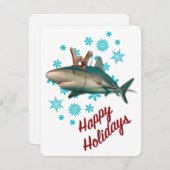 Prettig Vakantie Rendier Haai Feestdagenkaart (Voorkant / Achterkant)