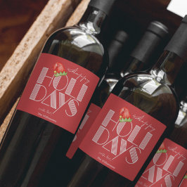 Prettig Vakantie Retro Typografie Rood Wijn Etiket