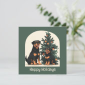 Prettig vakantie Rottweiler honden Feestdagenkaart (Staand voorkant)
