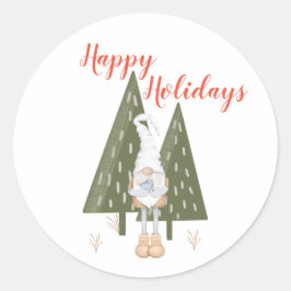 Prettig Vakantie Scandinavische Kabouterbomen Ronde Sticker