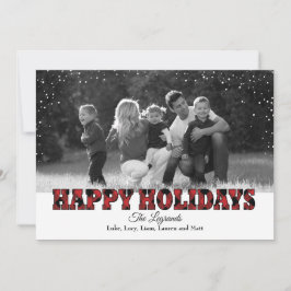 Prettig Vakantie Sneeuwkaart | Buffalo Plaid Feestdagenkaart