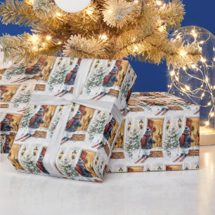 Prettig Vakantie Sneeuwman op Ski's Cadeaupapier