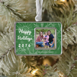 Prettig vakantie sneeuwvlok foto aandenken verzilverd omlijst ornament