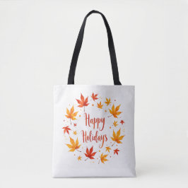 Prettig Vakantie Tote Bag met Herfstbladeren